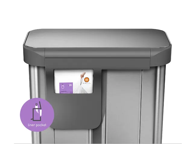 Pedaalemmer Rectangular Recycler Met Liner Pocket 24+34 liter RVS FPP