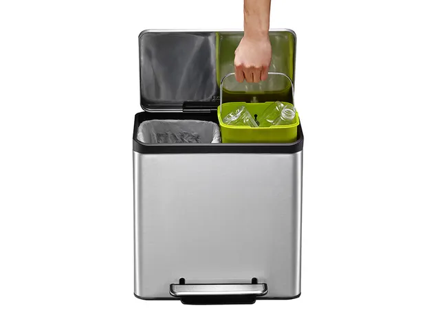 Afvalbak EKO EcoCasa Recycler pedaalemmer 15+15 liter RVS