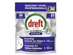 Vaatwastabletten Dreft All-in-1 professional Platinum regular 81 stuks