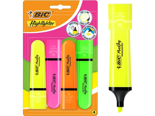 Markeerstift Highlighter Assortie Blister 4 Stuks