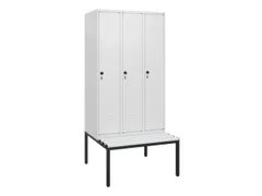 locker met bank,HxBxD 1950x900x815mm,3vak,vak B 300mm,draaigrendel