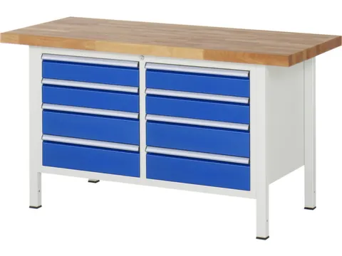 werkbank,HxBxD 840-1040x1500x700mm,beukblad,draagverm. 1250kg,4voeten