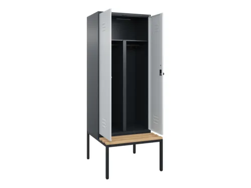 PBM-locker met bank,HxBxD 2120x800x815mm,2vak,vak B 400mm,draaigrendel