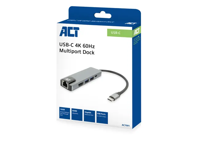 Dockingstation ACT USB-C 4K voor 1 HDMI monitor