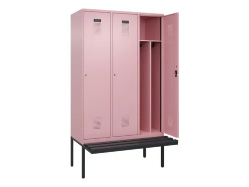 locker met bank,voor scheiding van kleding,HxBxD 2120x1200x815mm,3vak