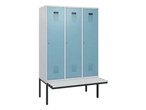 locker met bank,HxBxD 1950x1200x815mm,3vak,vak B 400mm,cilinderslot