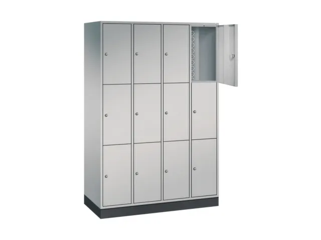 lockerkast,HxBxD 1950x1220x500mm,4x3vakken,cil.-slot,sokkel