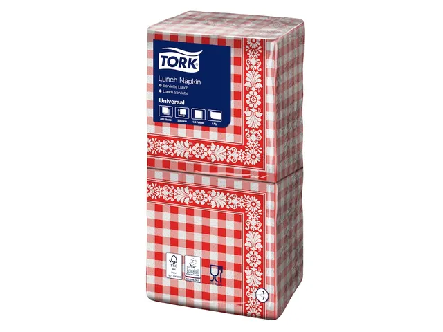 Tork 509350 Lunchservet Red Check 32,8x32,5cm