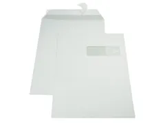 Zak Akte Envelop C4 229x324mm Venster Rechts Strip Naturel wit