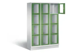 Lockerkast 1800x1200x500mm 3x4 vakken Cilinderslot, Sokkel, RAL6011