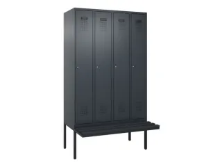 locker met bank,voor scheiding van kleding,HxBxD 2120x1200x815mm,4vak - 2
