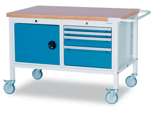 Werkplaatswagen 859x1200x750mm Werkblad 40mm Draaideuren 4laden