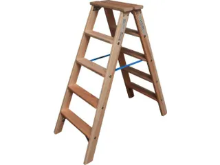 dubbele ladder,beide zijden,2x5treden,Stand H 0,65m,balk L 1,15m,hout - 1