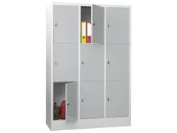 lockerkast,RAL 7035,HxBxD 1850x1200x500mm,3x3vakken,vak B 400mm