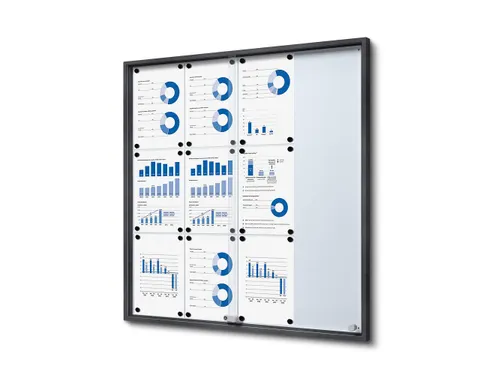 Vergrendelbaar notitiebord Indoor Slim 12xA4 Schuifdeuren Antraciet