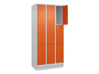 lockerkast,HxBxD 1950x900x500mm,3x3vakken,vak B 300mm,cil.-slot,sokkel - 1