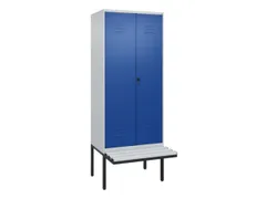PBM-locker met bank,HxBxD 2120x800x815mm,2vak,vak B 400mm,draaigrendel