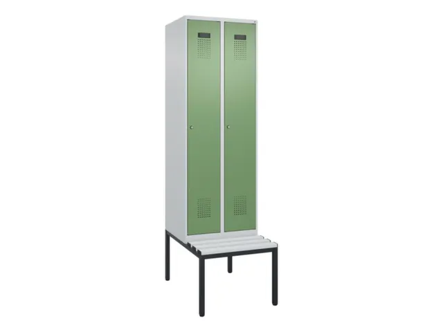 locker met bank,voor scheiding van kleding,HxBxD 2120x600x815mm,2vak