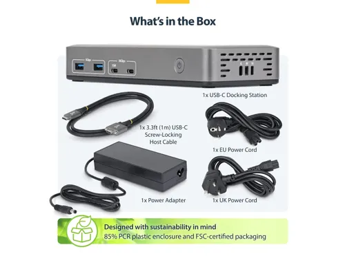 StarTech USB-C Docking Station 2x DP 4K60, 1GbE, 100W PD