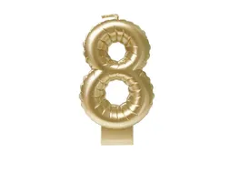 Verjaardagskaars cijfer 8 Folieballon Goud 10cm