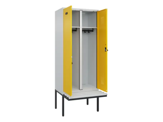 locker met bank,voor scheiding van kleding,HxBxD 2120x800x815mm,2vak
