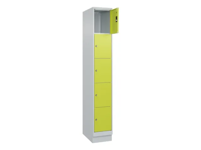 lockerkast,HxBxD 1950x300x500mm,1x5vakken,vak B 300mm,cil.-slot,sokkel