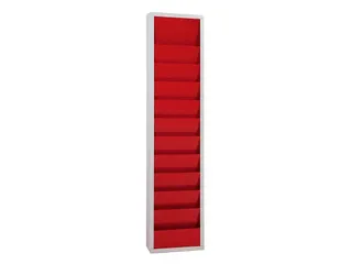 orderplanner,10vakken,HxBxD 1278x315x74mm,plank(en) plaatstaal,rood - 1