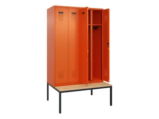 locker met bank,voor scheiding van kleding,HxBxD 2120x1200x815mm,4vak - 1