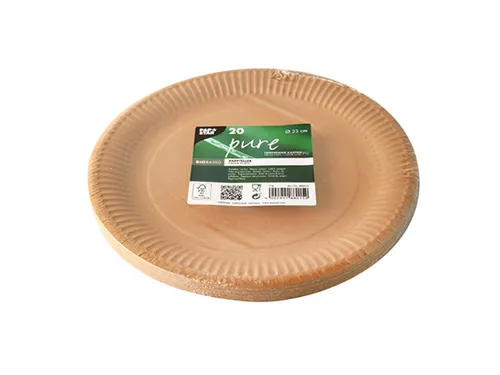 Papstar Pure Bord rond 23cm FSC karton bruin 20 stuks