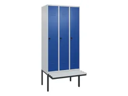 locker met bank,HxBxD 2120x900x815mm,3vak,vak B 300mm,draaigrendel