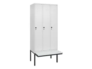 locker met bank,HxBxD 2120x900x815mm,3vak,vak B 300mm,draaigrendel - 1