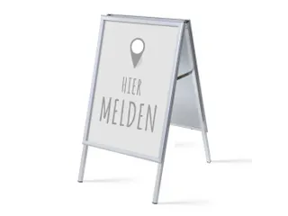 Stoepbord A1 complete set met print "Hier melden" Grijs - 1