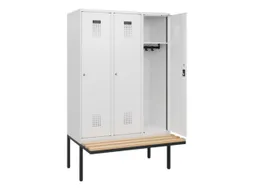 locker met bank,HxBxD 1950x1200x815mm,3vak,vak B 400mm,cilinderslot