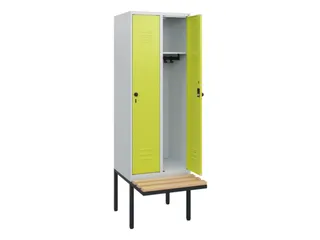 locker met bank,HxBxD 1950x600x815mm,2vak,vak B 300mm,draaigrendel - 2