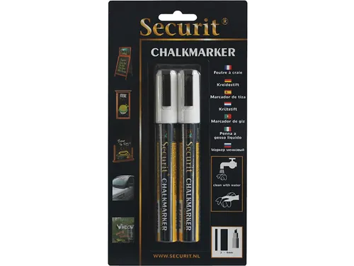 Krijtstift Securit SMA-510 schuin wit 2-6mm blister à 2 stuks