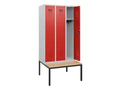 locker met bank,HxBxD 1950x900x815mm,3vak,vak B 300mm,cilinderslot