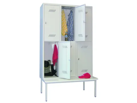 Garderobekast HxBxD 2150x1230x800mm 3x2 Vakken Zitbank Klinksluiting