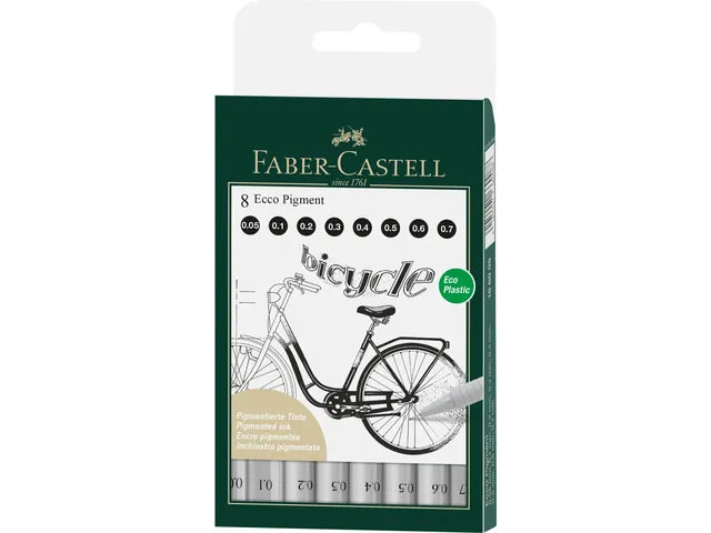 Tekenpen Faber-Castell Ecco pigment 8 st. diverse lijnbreedtes