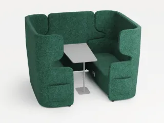 Zitgroep,2Banken,Tafel,4-Zits,Geluidabsorberend,Stof Turkoois - 2