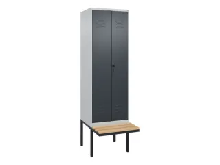 PBM-locker met bank,HxBxD 2120x600x815mm,2vak,vak B 300mm,draaigrendel - 1