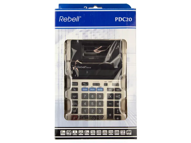 Calculator Rebell-PDC20-WB wit-zwart print