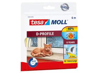 Tochtstrip Tesa Moll 05393 D profiel 9mmx6m wit - 1