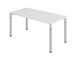bureau,HxBxD 680-820x1600x800mm,blad grijs,4voeten zilverkleurig