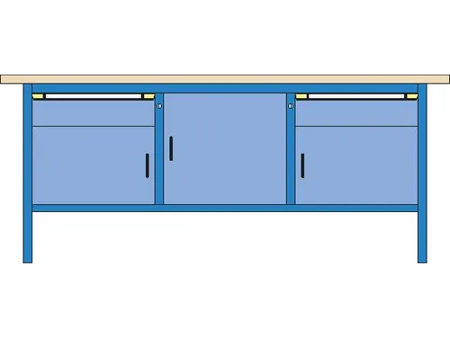 werkbank,HxBxD 845x2000x700mm,multiplexblad,RAL7035,front RAL7035