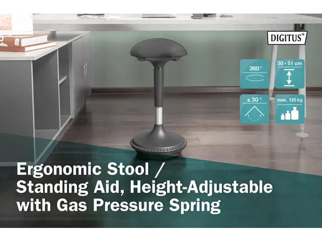 Ergonomische kruk/staanhulp Zwart In hoogte verstelbaar