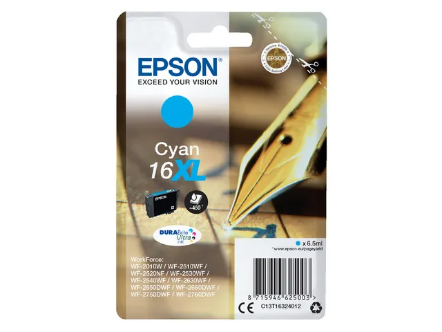 Inktcartridge Epson 16XL T1632 blauw HC C13T16324012