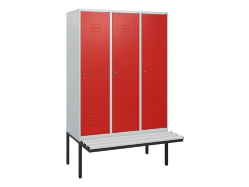 locker met bank,HxBxD 1950x1200x815mm,3vak,vak B 400mm,cil.-slot