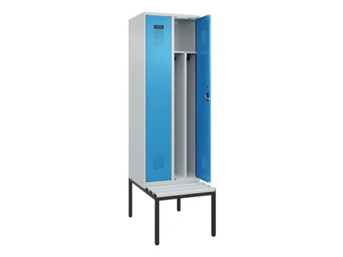 locker met bank,voor scheiding van kleding,HxBxD 2120x600x815mm,2vak