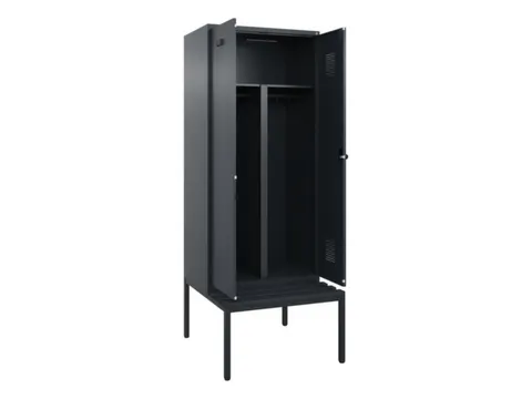 PBM-locker met bank,HxBxD 2120x800x815mm,2vak,vak B 400mm,draaigrendel