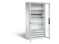 acculaadkast 1950x930x500mm 5stekkerdozen 230V cil.-slot front RAL7035